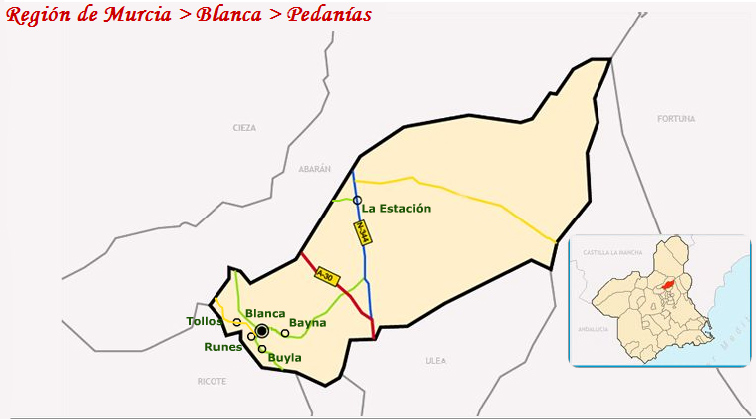 Situacin de las pedanas de Blanca