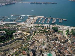 Emplazamiento del Teatro Romano en la actual ciudad de Cartagena