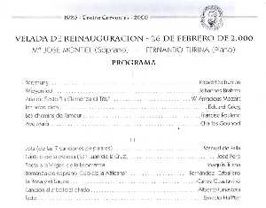 Programa Reinauguraci�n 26-II-2000