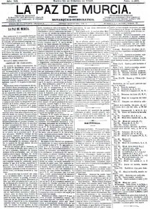 Ejemplar de La Paz de Murcia. A�o 1869