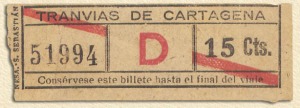 Billete del tranva de Cartagena