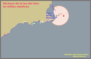 Figura 2. Representacin esquemtica de la situacin y alcance del faro de La Hormiga