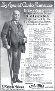 El Cojo de M�laga haciendo publicidad de sus discos y de otros compa�eros, en una revista argentina