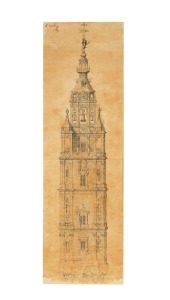Juan de Gea (�?) Dibujo de la Torre de la Catedral. Ca. 1765. Colecci�n particular. Murcia