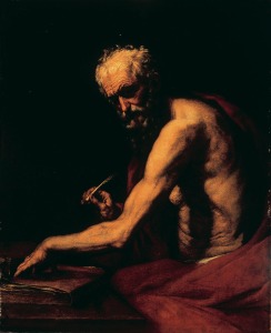 Jos� Ribera. San Jer�nimo como escrituario. 1613. Museo de Bellas Artes. Murcia