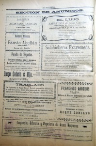P�gina de publicidad de un peri�dico de Jumilla