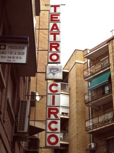 Teatro Circo (Murcia). R�tulo del cine perteneciente a la Empresa Iniesta SCR