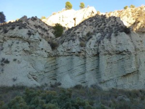 Didctica discordancia entre margas marinas del Tortoniense superior y fluviales cuaternarias