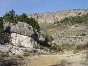 Areniscas silceas y conglomerados fluviales indican una retirada del mar en el Eoceno, una discontinuidad.  [Hondares]