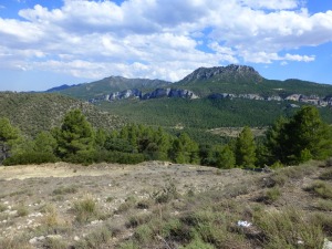 Paisaje geolgico de los alrededores del cortijo de la Dehesilla. A la izquierda el cierre del pliegue del Puntal del Marqus  [Somogil]