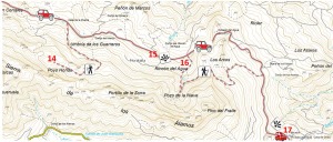 Itinerarios y paradas de la sierra de los Alamos.  