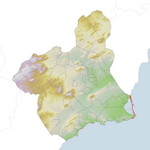 Mapa de distribucin del lirio de mar (Pancratium maritimum)