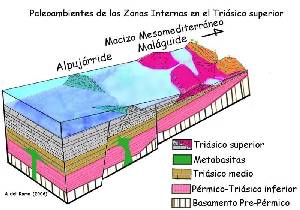 Figura 8: Reconstruccin paleoambiental del Trisico superior de las Zonas Internas de la Cordillera Btica.