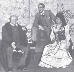 El diputado Jos� Echegaray, Premio Nobel de Literatura, junto a la actriz Mar�a Guerrero